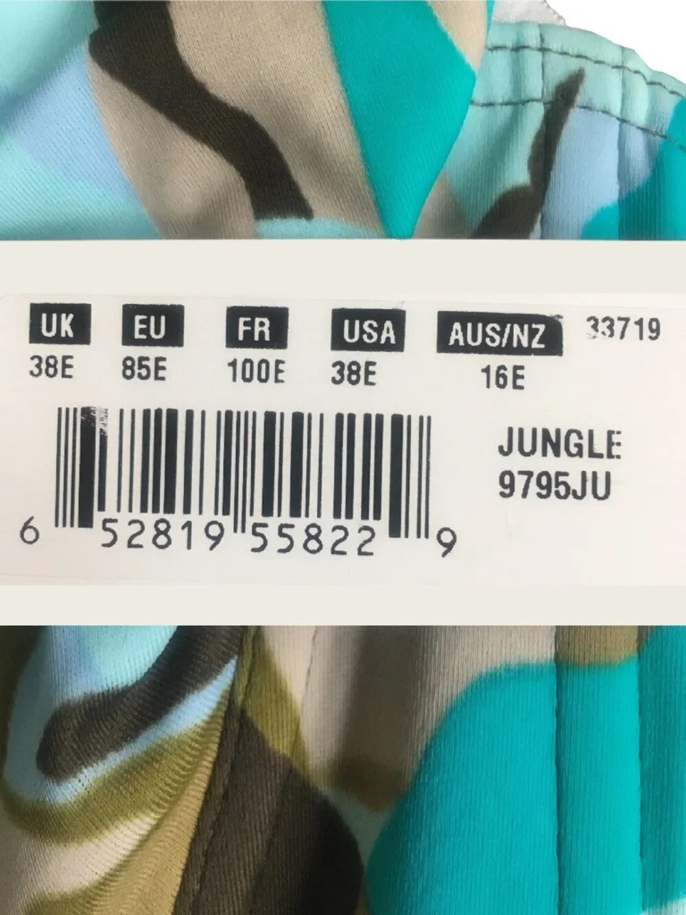 NWT Size 38E Freya 9798JU Jungle Print Bikini Top in Panama Cooler Aqua Camo